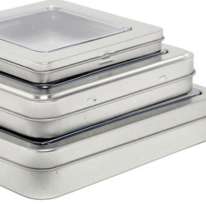 ตะกร้าโลหะแบบมีหน้าต่างและบานพับในกระป๋องสี่เหลี่ยมและทรงสี่เหลี่ยมผืนผ้า - Product Image 3