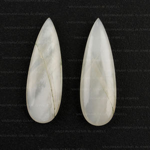 Cuentas de piedra lunar Briolette de pera de 10x30mm de color blanco Natural de alta calidad, piedras preciosas sueltas de cuarzo para fabricación de joyas calibradas a granel - Product Image 1