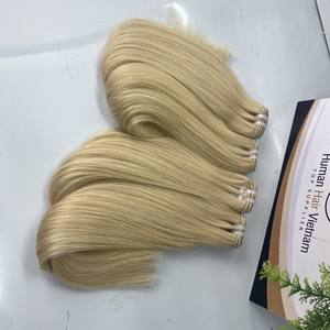 100% Extensiones de cabello humano de Vietnam Doble dibujado Virgen Trama única Rubio Recto Onda natural Curl Atado a mano Raw PERRUQUE - Product Image 4