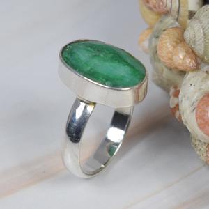 Fine Luxury Vintage 925 Sterling Silver Emerald Green Bezel Setting Ovale Shape Couple Ring for Lovers Girls Fine Jewelry - Product Image 2