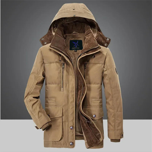 Chaqueta Parka de Invierno, Ajustada, con Capucha de Piel, Acolchada para Clima Frío, Tejido Liso Sin Teñir, Servicio OEM - Product Image 1