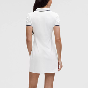 Polo de mujer de tela de piqué de largo con logotipo impreso en 3D personalizado camiseta Polo de manga corta transpirable de Color blanco sólido para mujer - Product Image 4