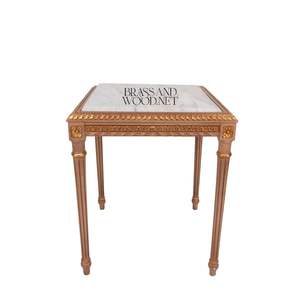 Ensemble de tables de service gigognes classiques avec plateau en marbre et détails sculptés dorés élégants pour salons de luxe et décoration intérieure haut de gamme - Product Image 4