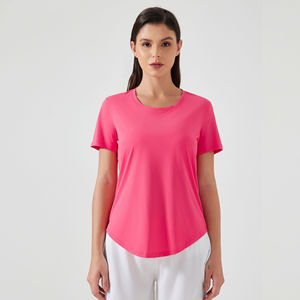 เสื้อยืดกีฬาผู้หญิงคุณภาพสูง ระบายอากาศดี น่ารัก ใส่สบายสำหรับฤดูร้อน ผ้าเจอร์ซีย์ แห้งเร็ว แขนสั้น ทรงปกติ เหมาะสำหรับโยคะ - Product Image 1