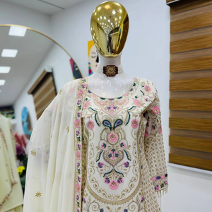 Vestido indio nueva colección de diseñador señoras étnico bordado pesado Gharara Salwar/traje Palazzo para fiestas bodas mayorista - Product Image 1