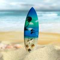 Aimant de réfrigérateur en forme de planche de surf artisanale, 12 cm, coquillage 3D, mini planche de surf, aimant de réfrigérateur d'été