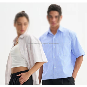 Chemise boutonnée décontractée pour homme en coton 100% respirant, coupe ample et courte, idéale pour l'automne - Product Image 1