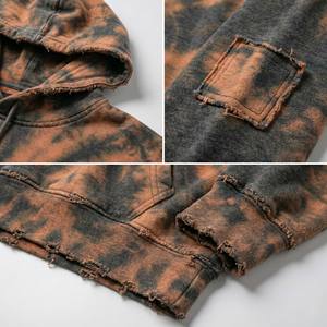 High Quality Winter Vintage Wash Fleece Tie Dye <b>Bleach</b> Effect Custom Logo Streetwear Sweatshirts 100% Cotton Acid Wash Hoodie - Product Image 6