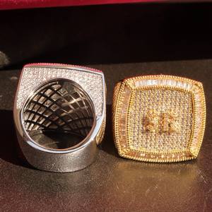 Bague tendance hip-hop unisexe de luxe plaquée or 10K 14K 18K, diamant complet cultivé en laboratoire VVS, alphabet arrondi, bijoux de costume de mariage - Product Image 1