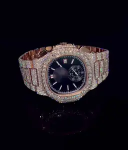 设计师男士手表，带有不锈钢和labgrown钻石制成的隐藏式表扣，为您提供独特的VVS清晰度