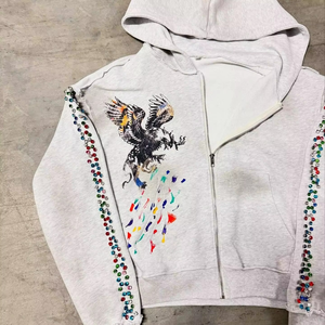 Sudadera con Capucha para Hombre, Estilo Nuevo 2026, Lavado Ácido, Corte Regular, 100% Algodón, 280-300 GSM, Impresión DTG, Detalles de Pedrería, Sudadera Personalizada de Invierno - Product Image 6