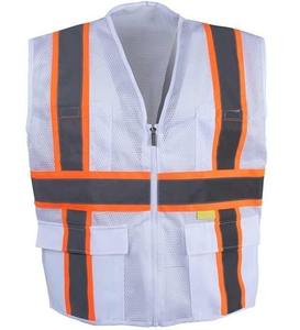 Veste fluorescente en polyester à fermeture éclair pour hommes personnalisée avec gilet de sécurité en maille réfléchissante respirant et logo-Poches incluses - Product Image 4