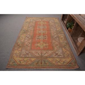 พรมขนแกะสีเหลืองส้มแบบดั้งเดิม4.8x8ฟุตวินเทจแบบตุรกีพรมสานแบนเรียบคลาสสิคห้องนั่งเล่นการเย็บปะติดปะต่อกันด้วยยาง - Product Image 1