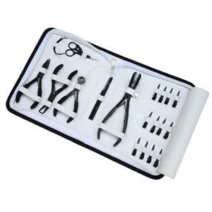 Black Hair <b>Extension</b> tools Kit Micro Ring hair <b>Extension</b> Plier Tape in plier Bond Cutter Threader Hook Clips & Curved Needles - Product Image 1