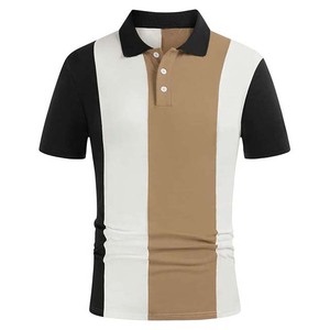 Ropa de hombre de manga corta de calidad Premium de color de bloque, polos de estilo callejero, camisas de algodón transpirable de talla grande para hombre - Product Image 1
