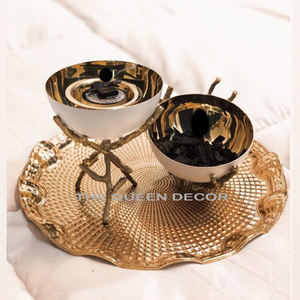 Luxury Gold Classic Incense Burners Handmade Fancy Metal Incense Burners White & Gold <b>Gifting</b> Incense Burners - Product Image 5