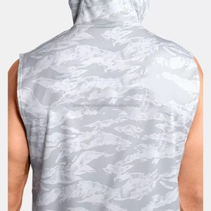 Camo Sublimated <b>Men</b> Sleeveless <b>Vest</b> Hoodies <b>Mens</b> Tank Top with Hood <b>Gym</b> Hoodie Workout Sleeveless Muscle Shirt by Maximize Wear - Product Image 3