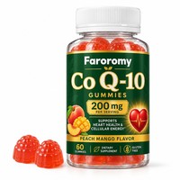 Gummies CoQ10 OEM 200mg saveur pêche mangue, soutien antioxydant pour la santé cardiaque et l'énergie cellulaire, sans gluten, sans OGM, 60 unités