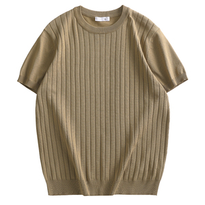 New High Quality Knitted Quick Dry England Style T-Shirt Custom Brand Solid Color Plain Loose Fit Plus Size Blank Customized - Product Image 6