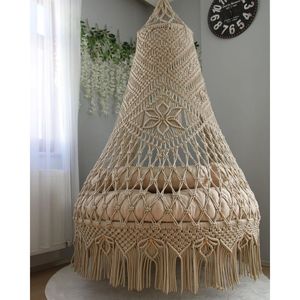 Silla Colgante de Macramé Bohemia Hecha a Mano, Hamaca para Jardín, Muebles de Exterior - Product Image 1