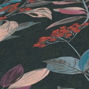 Made in Germany-Rouleaux de papier peint de luxe Floral Noir Bleu Orange Non Tissé Contract Wallpaper Flowers-10,05x0,53 m - Product Image 4