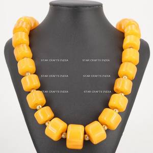 Handmade Resin Short Fancy <b>Necklace</b> Fancy Orange <b>Chunky</b> <b>Bead</b> <b>Necklace</b> Best Selling Resin Beaded <b>Necklace</b> - Product Image 1