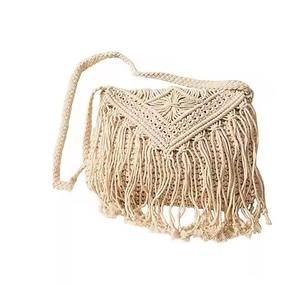 Sacs de pochette en jute de matériel lourd de qualité supérieure parfaits pour les femmes utilisent des sacs sacs fourre-tout en toile forme demi-ronde avec poignée en corde - Product Image 5