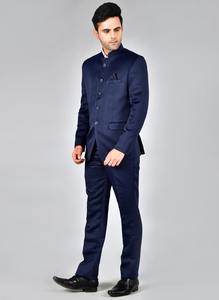Ensemble de costume bleu marine classique de qualité supérieure pour hommes, idéal pour les réunions de bureau et les tenues cérémonielles, disponible à prix d'exportation depuis l'Inde - Product Image 2