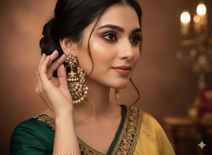 Pendientes Polki tradicionales de diseñador, perfectos para novias, bodas, eventos, Ropa Étnica y ocasiones especiales - Product Image 4