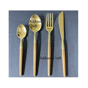 Juego de cubiertos chapados en oro PVD de estilo Vintage, cubiertos de boda real reutilizables, decoración de mesa, 5 uds., cubiertos, fiestas, eventos, uso de vajilla - Product Image 1