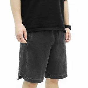Pantalones cortos transpirables lavados con ácido para hombre, pantalones cortos de cintura con cordón de peso pesado de último diseño para hombre - Product Image 1