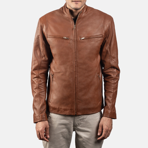 2025 New Wholesale 100% Genuine Sheep Skin Leather Ionic Brown Biker <b>Jacket</b> <b>Men</b> <b>Light</b> Design Winter Fur <b>jacket</b> for <b>men</b> - Product Image 5