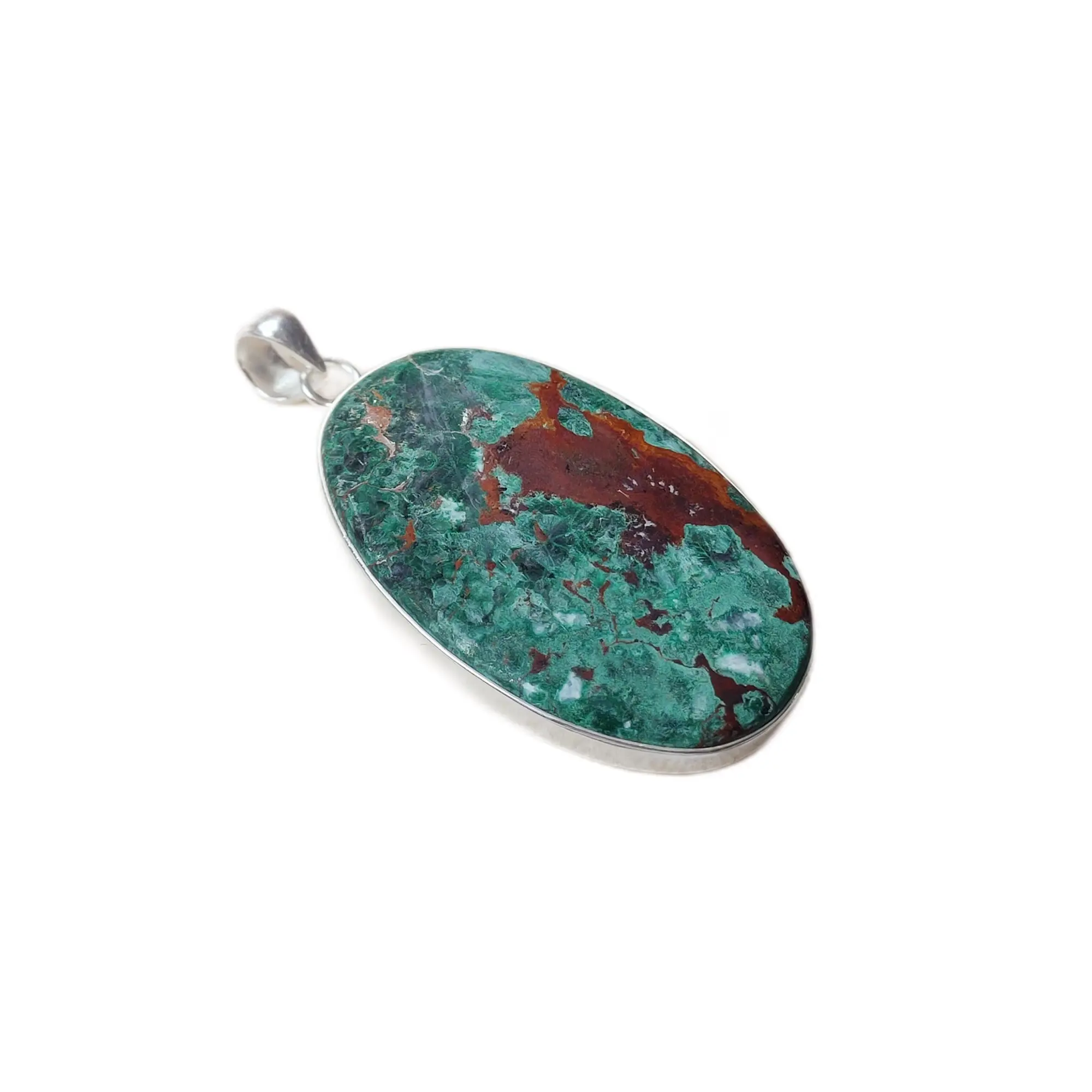 Pendentif en argent Sterling 925 Chrysocolla en forme ovale, fait à la main, vente en gros, PP-23