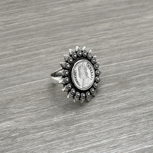 แหวนใส่เหรียญวิกตอเรีย925ทึบช่างฝีมือทำด้วยมือปรับได้เครื่องประดับชั้นดีผลิตในอินเดีย - Product Image 5
