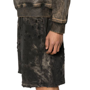 Customized 100% Cotton Acid Wash <b>Shorts</b> for <b>Men</b> <b>Vintage</b> Wash <b>Shorts</b> With Puff Print OEM Service Available - Product Image 4