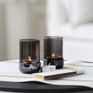 Prix de gros métal et verre ouragans photophore bougeoir couleur cuivre et argent pour la décoration de mariage à la maison - Product Image 5