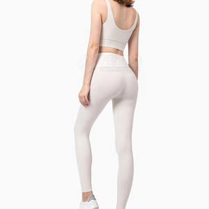 Leggings de soutien-gorge de sport pour femmes à séchage rapide respirant ensembles de yoga de gymnastique vêtements de sport solides avec logo avant pour le fitness et le yoga - Product Image 2