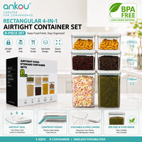 Vente en gros d'usine : 8 contenants de stockage alimentaire hermétiques, sans BPA, écologiques, empilables, anti-fuite, pour la cuisine et le garde-manger