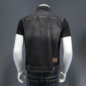 Premium Quality Winter Embroidery Distressed Denim Motorcycle Biker <b>Vest</b> Men's Casual Sleeveless 100% Cotton <b>Slim</b> Fit Outerwear - Product Image 3
