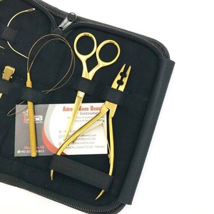 Juego de alicates para extensiones de cabello con logotipo personalizado de alta calidad, pinzas de bucle de acero inoxidable chapadas en oro y kit de herramientas para el cabello reutilizables con agujas - Product Image 5