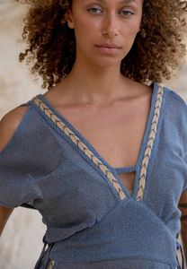 เดรสคอวี100% มินิเดรสคอวีพิมพ์ลายวินเทจสไตล์ฤดูร้อนและฤดูใบไม้ร่วง - Product Image 4