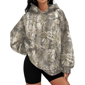 Sweat-shirts à capuche surdimensionnés pour femmes, en molleton, avec broderie 3D sur le devant, poches personnalisées, 100% coton, séchage rapide, vente en gros par sublimation - Product Image 1