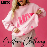 Sweat-shirt pull-over réversible surdimensionné à col montant pour femme, personnalisé avec logo OEM, broderie à pois de haute qualité, haut décontracté 2026