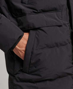Unisex Warm Puffer Canvas Front Logo Hooded <b>Collar</b> Zipper Closure Cotton Filling Winter <b>Jacket</b> - Product Image 3