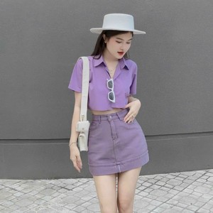 Croptop tri femmes ensemble usine naturel lavable emballage personnalisé Vietnam fabricant ensemble pour fille 2 pièces tri - Product Image 1