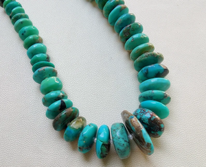 100% cuentas de piedra naturales hechas a mano de 8 pulgadas piedra preciosa turquesa de Arizona con cuentas de turquesa suave en forma de Rondell de Arizona - Product Image 3