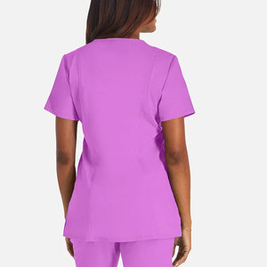 Uniformes médicaux d'hôpital personnalisés, blouses médicales, col rond, fermeture éclair, ensembles de blouses pour infirmières pour femmes avec logo personnalisé - Product Image 4