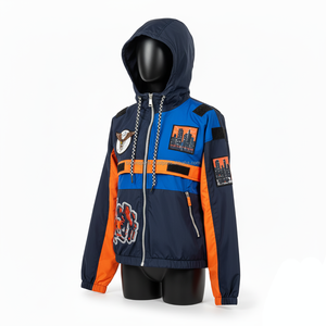 <b>Women</b> <b>Windbreaker</b> <b>Jacket</b> Nylon Polyester Fabric Blue Orange Panel Custom Logo Patch Embroidery <b>Windbreaker</b> <b>Jacket</b> For <b>Women</b> - Product Image 4