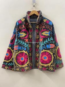 Poncho en coton brodé à la main de style bohème à manches longues et col écharpe, grande taille, pour femme, vêtement d'extérieur printanier - Product Image 3