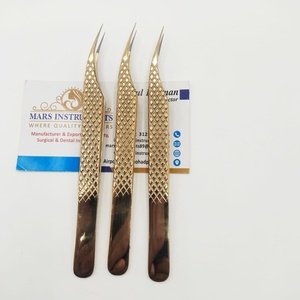 Pinces à cils dorées, extensions de cils, forme de dauphin, acier inoxydable, pointes en fibre, pinces à cils - Product Image 3